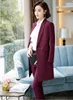 Novità Uniformi da vino Stili Tailleur pantalone da donna con blazer medio lunghi Cappotto e pantaloni per pantaloni da donna d'affari Tute Autunno Primavera