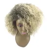 Japanse hittebestendige vezel Bob blonde kinky krullend synthetisch kant pruiken blonde afro kinky krullende synthetische voorkant lace pruik fzp17