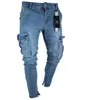 Heren Ripped Jeans Biker Streetwear Blauwe Denim Broek Slanke Lange Broek Potlood Broek Jeans Mannelijke Verontruste Hip Hop Jeans