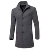2017 nouvelle mode Trench Coat hommes Long manteau hiver hommes pardessus simple boutonnage Slim Fit hommes Trench manteaux taille 3XL