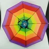 Rainbow Umbrella Hat Hands Free with Head Strap Waterproof Outdoor Camping Hiking Fishing Foldable Cap 55cm