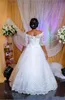 Arabic Nigerian A-line Wedding Dresses Sheer Neck Half Sleeves Backless Sweep Train Lace Up Back Wedding Bridal Gowns Custom HY4143