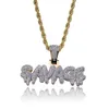 Whosale Iced Out SAVAGE Buchstaben-Anhänger-Halskette, vergoldet, mit Mikropflaster, kubischer Zirkon, Hip-Hop-Schmuck, Geschenke