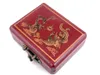 Chinesische Abakus alte Zählung Frame Dragon Phoenix Leder Box 5 Spalten # 0309