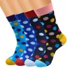 12 Çift / grup Karışık Renk Pamuk Erkek Çorap Renkli Polka Dots Mutlu Çorap Erkekler Calcetines Largos Hombre