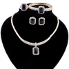 Smycken uppsättningar för kvinnor kristall nigerianska afrikanska pärlor halsband örhängen armband ring mode geometriska smycken set