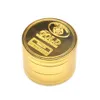 Högkvalitativ 4 stycke med pollen Catcher Gold Zink Alloy Metal Herb Grinder Cigarette Grinder Tobacco Spice Crusher