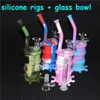 DHL Silicon Rigs Silicone Hookah Water Bongs Oil Dab Pipes With Clear 4mm 14mm Male glass bowls
