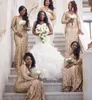 Shinning Payetli Artı Boyutu Gelinlik Modelleri Afrika Giymek V Boyun Mermaid Düğün Giyinenler Uzun Kollu Servi