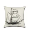 Navigation Navy Blue Nautical Shell Starfish Linen Pillow Marine Cushion Cover Sofa Piaochuang Pad Home Decoration Pillowcase228g