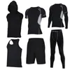 2017 Snabba torra mäns löpande uppsättningar 6pieces / set compression sport kostymer basket tights kläder gym fitness jogging sportkläder