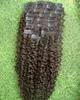 Virgin Mongolian Human Hair 9 Pcs Afro Kinky Curly Clip em extensões de cabelo para mulher negra