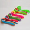 Silicone Tabac Fumer Cigarette Pipe Eau Narguilé Bong Portable Shisha Main Cuillère Tuyaux Outils Avec Bol En Verre 519