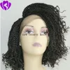 Hotselling peruca curta torção senegalês trançado peruca natural, preto Box trançada com cabelo do bebê peruca dianteira do laço sintético para mulheres