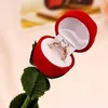 Boîte à bijoux Rose rouge, belle et romantique, étui cadeau pour bague de mariage, boucles d'oreilles, support d'exposition de rangement