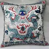 Oreiller Vintage broderie Dragon chinois housse de coussin canapé chaise ethnique dos coussin maison décorative Satin taie d'oreiller 43x43 cm 55x55 cm