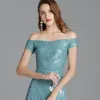 Kvinnors landningsbanor Sexig snedstreckhalsbindning Split Party Prom Brodery Sequined Lace Elegant Long Designer Dresses