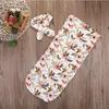 Nyfödda baby sovsäckar hårband set ins djur print swaddling filtar toddler vinter wraps spädbarn plantskola sängkläder sömn säckar ll638