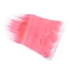 Fasci di capelli rosa con frontale brasiliano dritto Tessuto rosa chiaro Capelli umani 3 pacchi con chiusura frontale in pizzo Estensioni dei capelli di colore rosa