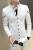 4 Farbe Goldknopf Chinesischer Kragen Anzugjacke Slim Fit Herren Blazer Muster Armee Pilotenjacke Herren Schwarz Blau Rot Weiß Blazer245B