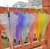 New Wedding Favor Colorful Clear PVC Umbrella Long Handle Rain Sun Umbrella See Through Umbrella LX3487