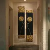ハンドペイントモダンな抽象ゴールドブラックオイルペインティングリビングルームのための大きな垂直テクスチャの壁装飾キャンバスアート画像7655228