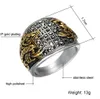 HIP Punk Vintage Black Crystal Scorpion Pattern Mens Ring Gold Color Round Stainless Steel Titanium Rings for Men Jewelry