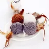 10st Cat Plush Ball Toy Mint Pet Cat Interaktiv Toy Bird Feather Teaser med Catnip Cat Toys Play Scrate Pet Products Promotion