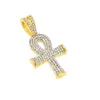 Egyptien Ankh Key Bling Pendant Collier 18k Jaune Gold rempli Hip Hop Womens Mens Chaîne Pendante