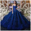 Gorgeous Royal Blue Evening Dress Luxury Dubai Feathered Lace Ball Gown Celebrity Evening Dresses Stunning Saudi Arabia Red Carpet Dresses