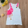 Bébé Fille Vêtements Mignon Enfants Robe Rayé Sans Manches Voile Flamingo Motif Pageant Robe De Soirée Casual Robe D'été 2018 Boutique Bébé Vêtements