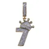 Kroon hanger ketting vergulde ijs uit volledige CZ Crown koning 7 hanger ketting voor mannen vrouwen hiphop sieraden