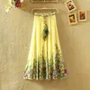 Simplee Tassel floral print long skirt women Button tie up beach maxi skirt 2018 Casual streetwear boho summer skirt female