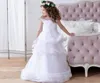 結婚式のビーズの幼児のページェントの服の服の新しい到着のフリルの花の女の子のドレス