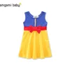 INS Mignon Bébé Filles Princesse Robe En Coton Sans Manches Bow Patchwork Longueur Au Genou Doux Filles Vêtements Sirène Fête Robes De Noël