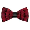 New Fashion Mens Handmade Peacock Feather and Leather Bow Tie Tuxedo Dress Bowtie For Wedding Party With Gift Box2156771