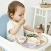 Baby Bambus Faser Geschirr Kinder Abendessen Set Enthalten Tablett Schüssel Löffel Gabel Tasse Cartoon-Muster Fütterung Container T0394