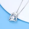 Lover Heart Shape Pendant Necklace S925 Silver Plated Crystal Diamonds Classic Women Girls Lady Wedding Jewelry