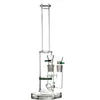 Juntas gemelas Hookah Bongs Verde Honeycomb Percolator doble Junta de vidrio Agua Bong 1