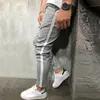 Pantalones tobilleros para hombre, ropa de calle, pantalones a cuadros con rayas laterales, informal, ajustado, moda urbana, nuevo estilo, envío gratis