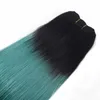 Человеческие волосы ткет Ombre зеленый прямые волосы 3 пучка сделок 1B зеленый перуанский Виргинские наращивание волос зеленый Ombre ткет быстрая доставка для продажи