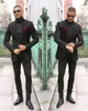 Classy Black Mens Prom Party Pak twee stukken Custom Made Wedding Tuxedos Slim Fit Bruidegom Formele Past (Jas + Pants)