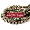 Nb0057 trendig natursten hög mängd pyrit lösa pärlor sten rund pärla bästa smycken gör tillbehör grossist