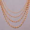 16 " 18 " 20 " 24 " collier de chaîne de corde d'or 2mm, 3mm, 4mm, 5mm Pour les découvertes de bijoux de corde pendentif