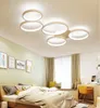 Luzes de teto LED Circular 5 Anéis Chandelier Iluminação Dimmable Flush Mount Light para sala de estar Quarto Cozinha