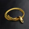 Yhamni Menwomen Gold Armband med 18Kstamp New Trendy Pure Gold Color 5mm Wide Unique Snake Chain Armband Luxury Jewelry YS2422438