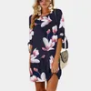 Sommer Mode Frauen Kleid Floral Bedruckte Kleid Kurzarm Casual Lose Strand Kleid Mini vestido Plus Größe S-5XL