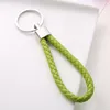 Billigaste PU Handvävda Keyring Män Kvinnor Läder Rope Keychain Par Key Ring Bil Nyckel Kedja Kvinnor Väskor Pendant Multicolors Promotion Presenter