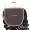 Kinky Curly Human Hair Buntar med stängning Bästa kvalitet Brasilianska Peruanska Virgin Remy Hair Weave 3 buntar med 4 * 4 Lace Closure Extension