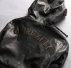 여성 슬림 적합 AVIREXFLY 풀어은 후드 긴 스타일의 스포츠 용 재킷의 일종 재킷 정품 가죽 자켓 양피